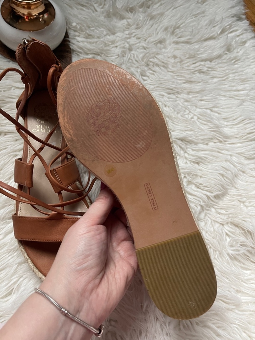 Vince Camuto Brown Lace-Up Espadrille Sandals - Picture 8 of 12